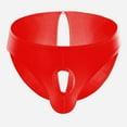 thumbnail image 2 of Arnsht Men's Hole in Front Thongs Lingerie Bulge Enhancing Thong G-String Underwear Pouch Soft Stretch T-Back Underwear Red S, 2 of 8