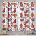 thumbnail image 2 of Ambesonne Fox Valance & Curtain, Animals in Winter Sweaters, 55"x36", Multicolor, 2 of 6