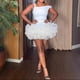 thumbnail image 2 of Mujeres verano otoño Casual ajustado oficina señoras vestido de fiesta blanco vestido de fiesta retro elegante cuello diagonal vestidos, 2 of 5