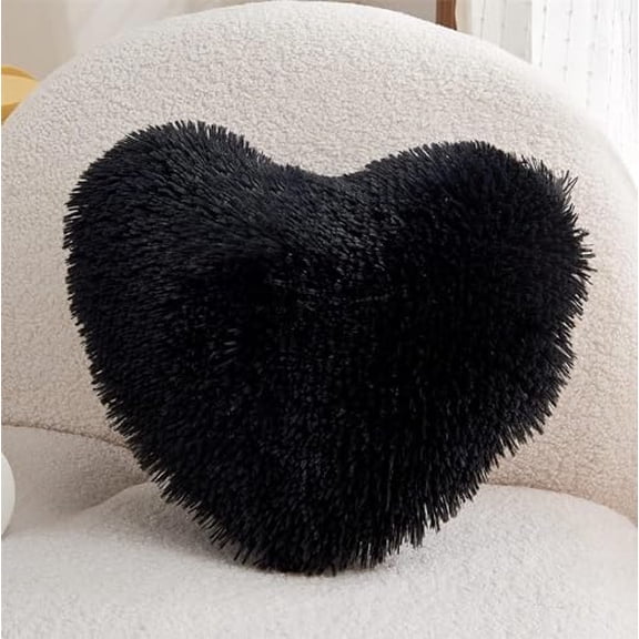 Fluffy Heart Pillow, Faux Fur Throw Pillow,Sherpa Plush Fluffy,Cute Soft Throw Cushion, Valentines Day,Thanks Giving Days,Christmas Day Decorative for Home Bed Couch Heart Shape