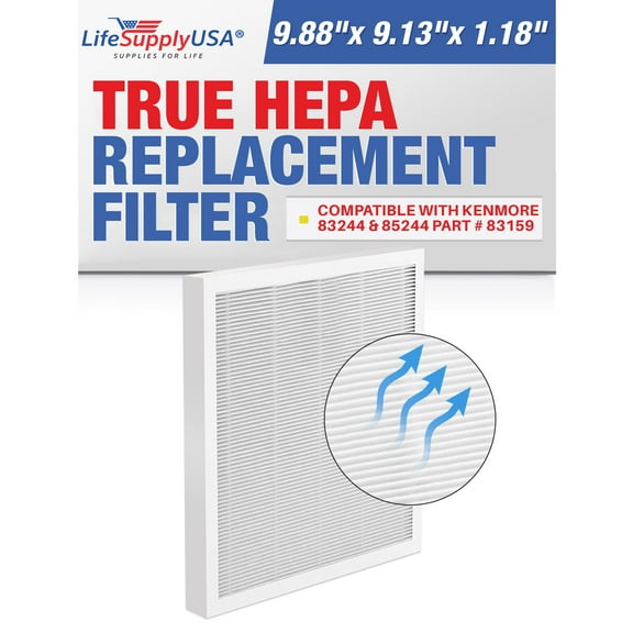 LifeSupplyUSA True HEPA Filter Replacement Compatible with Kenmore 83244 & 85244 Part # 83159 Air Purifiers