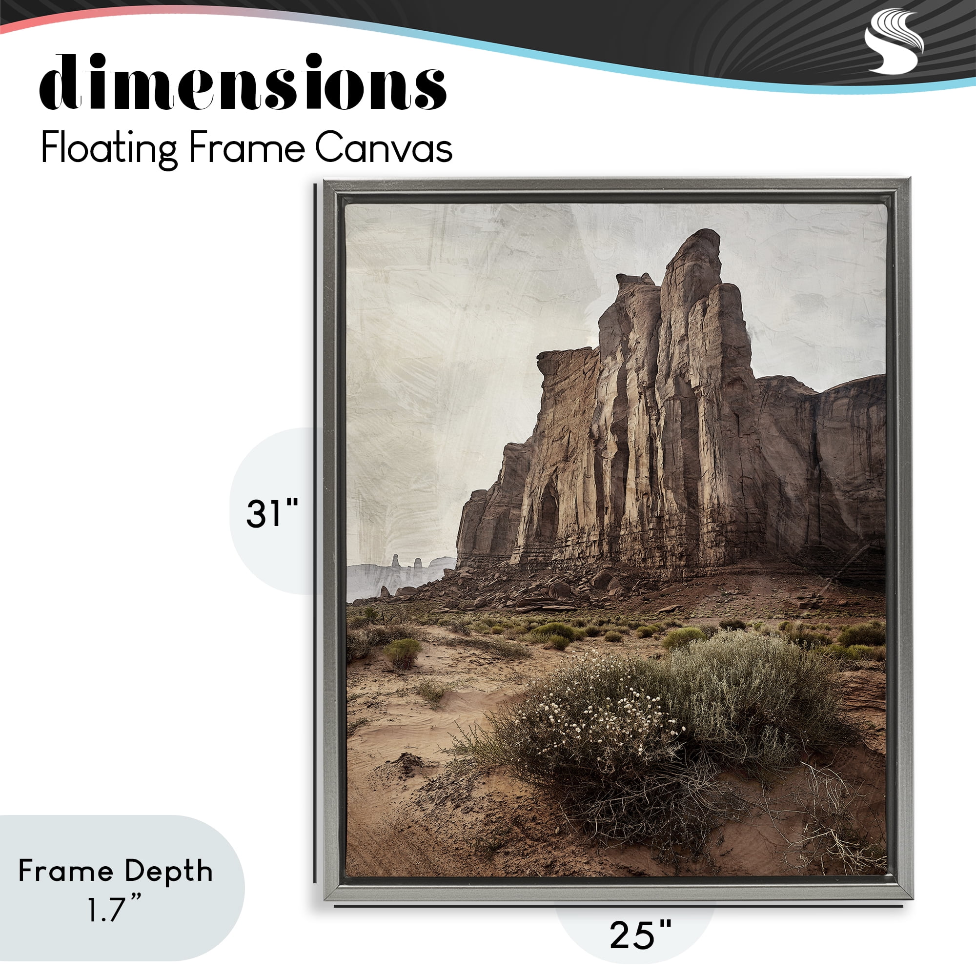 Stupell Industries Desolate Rock View Gray Framed Floater Canvas Wall Art, design by Kim Allen