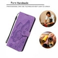 thumbnail image 4 of Wallet Case for iPhone 15, Vintage Design Embossed Butterfly Pattern PU Leather Book Style Shockproof Cover with Card Holder Stand Magnetic Clasp Case for iPhone 15, Purple, 4 of 8