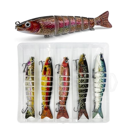 YIGSECU 5Pcs 3D Minnow Fishing Lures Hard Swimbait Baits Set Wobbler Fishing Tackle Tool
