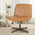 thumbnail image 2 of CONCETTA Comfortable Armless Office Chair Adjustable Height, Perfect for Home Workstation, PU+PVC - Brown, 2 of 8