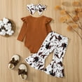 thumbnail image 2 of Baby Girls Long Sleeve Romper and Flared Trousers Clothing Sets Brown 12-18 Months, 2 of 9