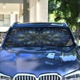thumbnail image 5 of Foldable Car Windshield Sunshade UV Sun Visor Protector Blocks UV Rays Keeps Vehicle Cool 53x23.5 Inch Blue Glass Flower Petals, 5 of 8