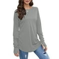 thumbnail image 2 of Aboser Womens Fall Long Sleeve Shirts with Thumb Hole Casual Crewneck T-Shirt Loose Fit Basic Tees Solid Color Tops Comfy Soft Tshirts Gray XL, 2 of 6