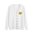 thumbnail image 2 of NTACZA White Sweaters for Women Button Down Floral V Neck Cardigan Sweater Dressy Sweater Coat Ladies Jumpers L, 2 of 5