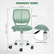 Homy Casa Teen Desk Chair, Adjustable Swivel Mesh Back Vanity Chair for Bedroom Study, Aqua