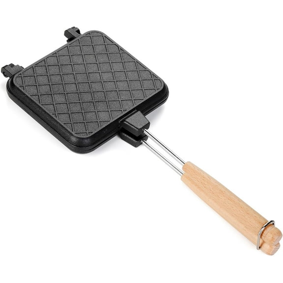 Hot Sandwich Maker, Non-stick Grilled Panini Maker Pan with Handle, Stovetop Camping Toaster Aluminum Flip for Toast, Waffle, Breakfast