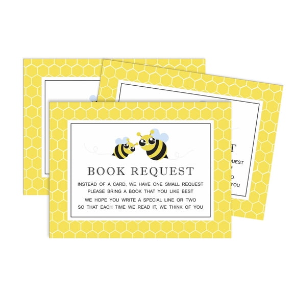 Inkdotpot 30Gender Neutral Mommy Bee Baby Shower Book Request Cards Bring A Book Instead Of A Card Baby Shower Invitations Inserts Games