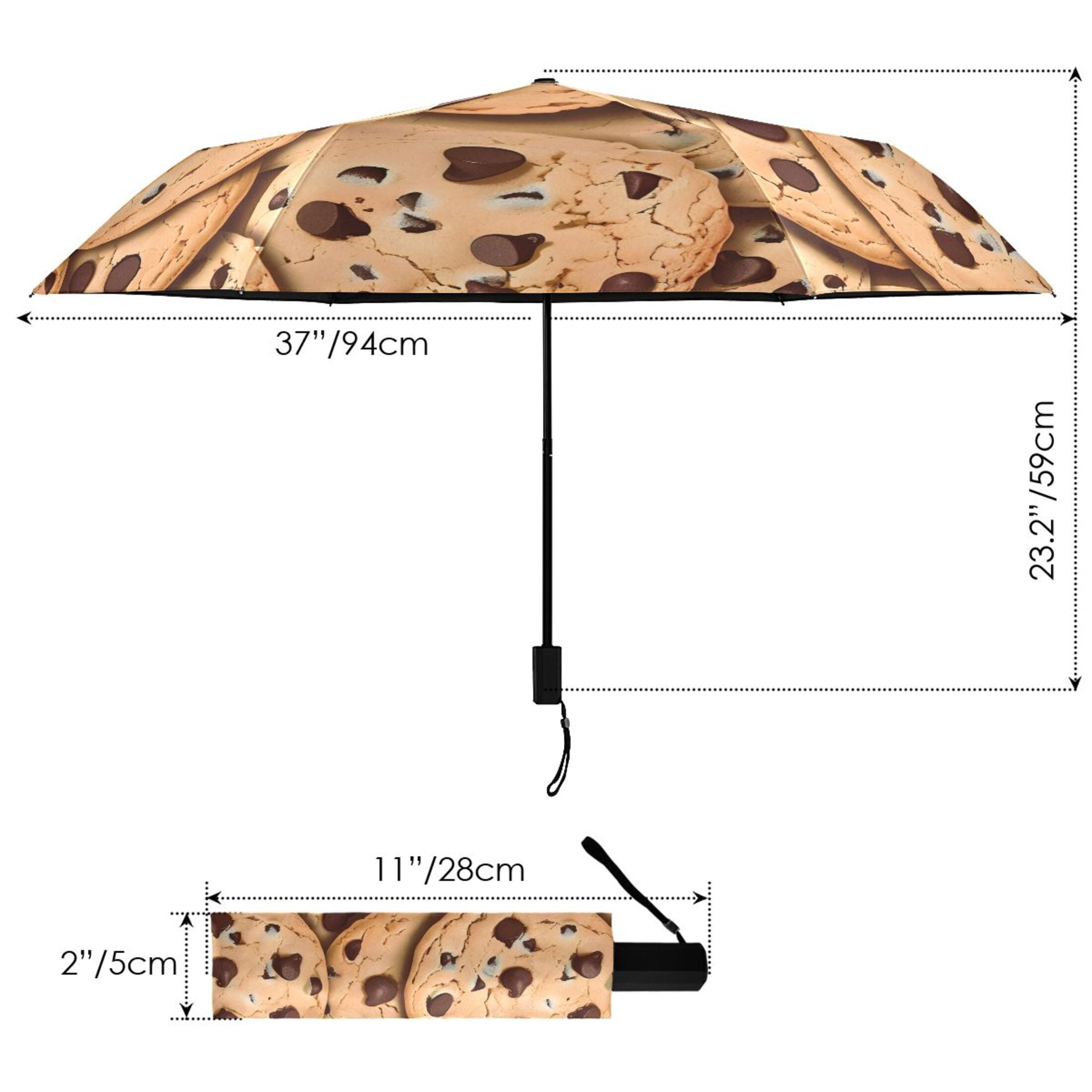 Chocolate Chip Cookies Compact Sun Umbrella Windproof Travel Umbrellas for Rain Strong Portable UV Protection