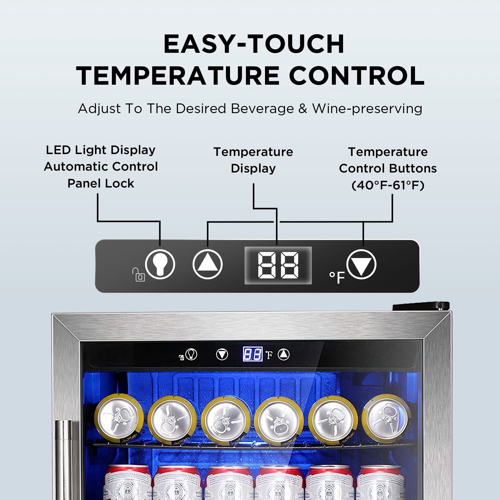 KNDKO 180 Can Beverage Refrigerator Cooler- 4.5Cu.Ft Glass Door Mini Fridge for Home, Office, Bar