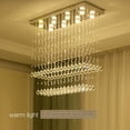 thumbnail image 4 of Modern Crystal Chandelier Rectangular Raindrop Chandelier Flush Mount Pendant Lighting Chrome Ceiling Light Fixture for Dining Rooms Kitchen Living Room, 4 of 8