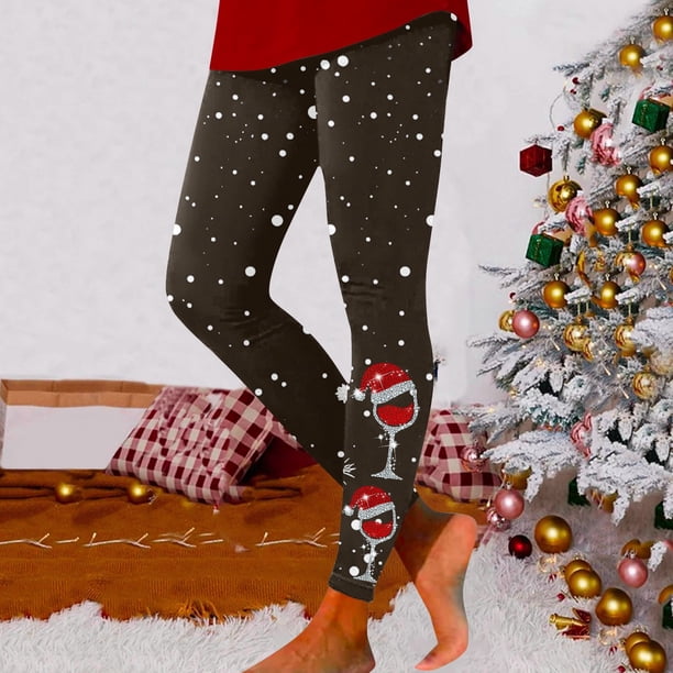MKLEKYY Leggings deportivos para mujer, leggings con estampado navideño para mujer, leggings para ejercicio físico, pantalones de yoga