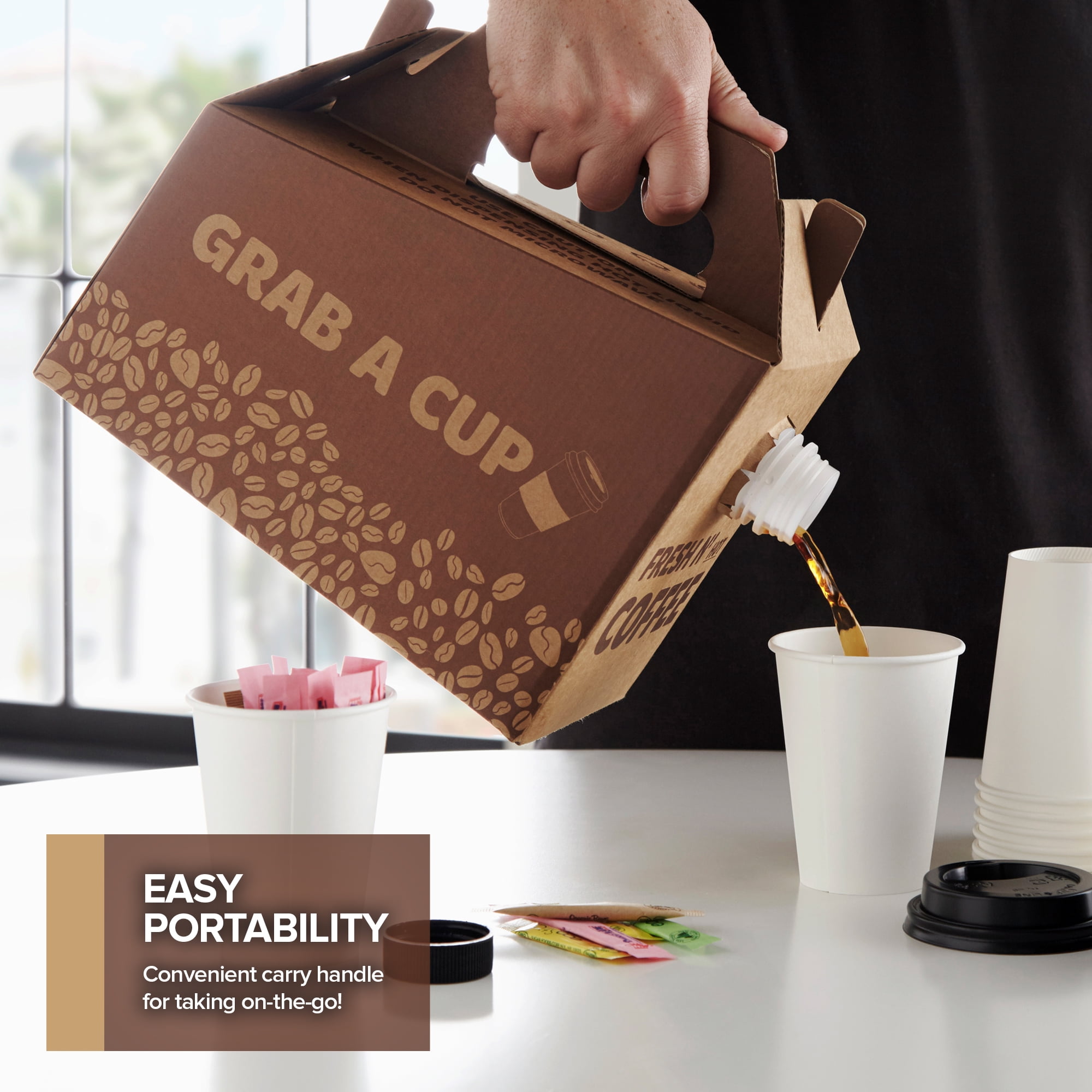 10 Pack) 96 oz Disposable Coffee Box Dispensers, Insulated Hot