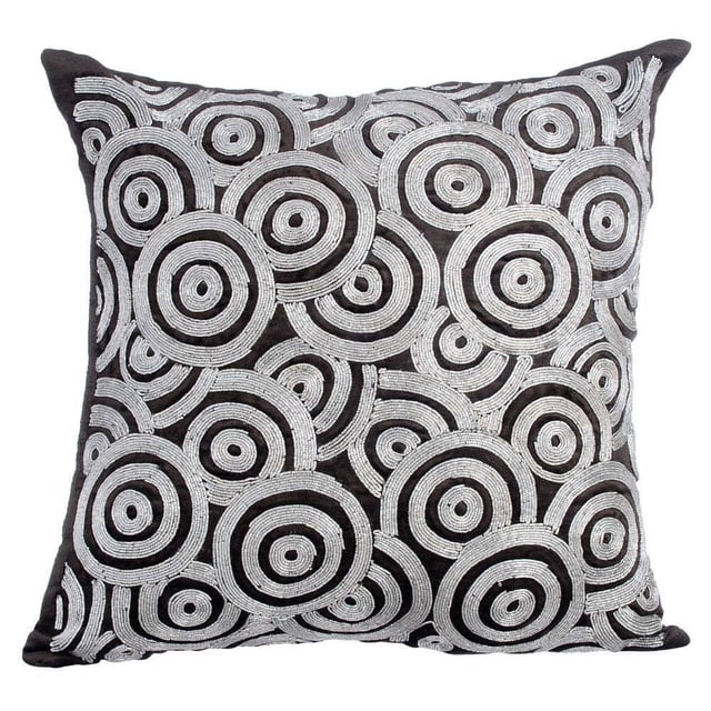 Pillow Cover, Pillow Covers, Pillow Covers 18x18 inch (45x45 cm) Grey, Velvet Throw Pillow Covers, Handmade Pillow Covers, Modern, Circles & Dots - Go Silver Rings