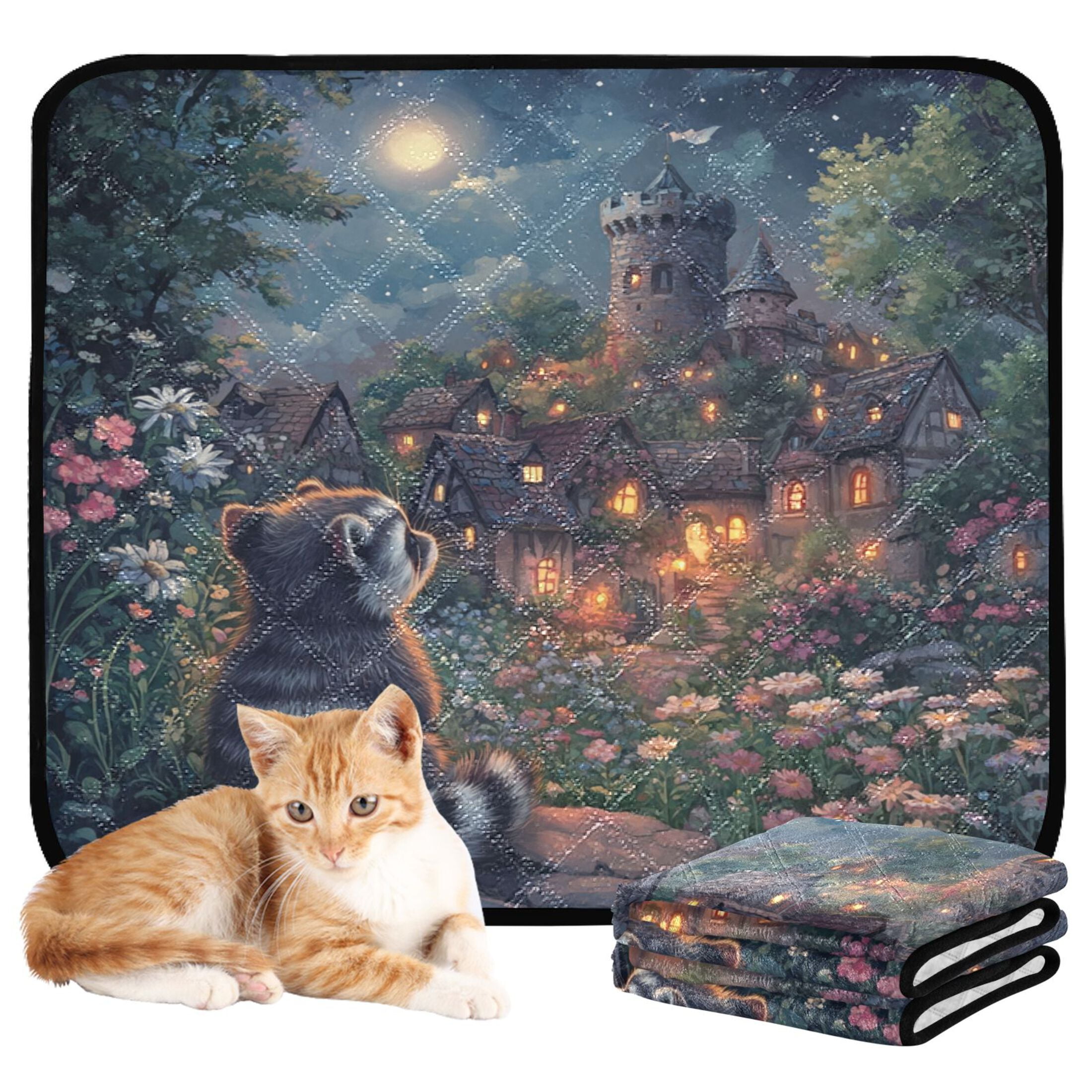 Qxltty Raccoon Trip Cat litter Pads Pet Set of 2 Diaper Mats Center Anti-leakage Layer Absorbent Soft and Comfortable