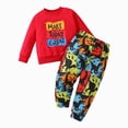 thumbnail image 6 of TOWED22 Baby Boy Toddler Clothes 2pcs Long Sleeve Sweatshirt Tops Joggers Pants Cotton Graphic Print Outfits Casual Clothing(Red,6 Y), 6 of 7