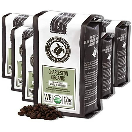 Charleston Coffee Roasters | Specialty Organic Whole Bean Bag | Hand Picked  Premium Slow Roast | Charleston (12Oz  6 Pack)