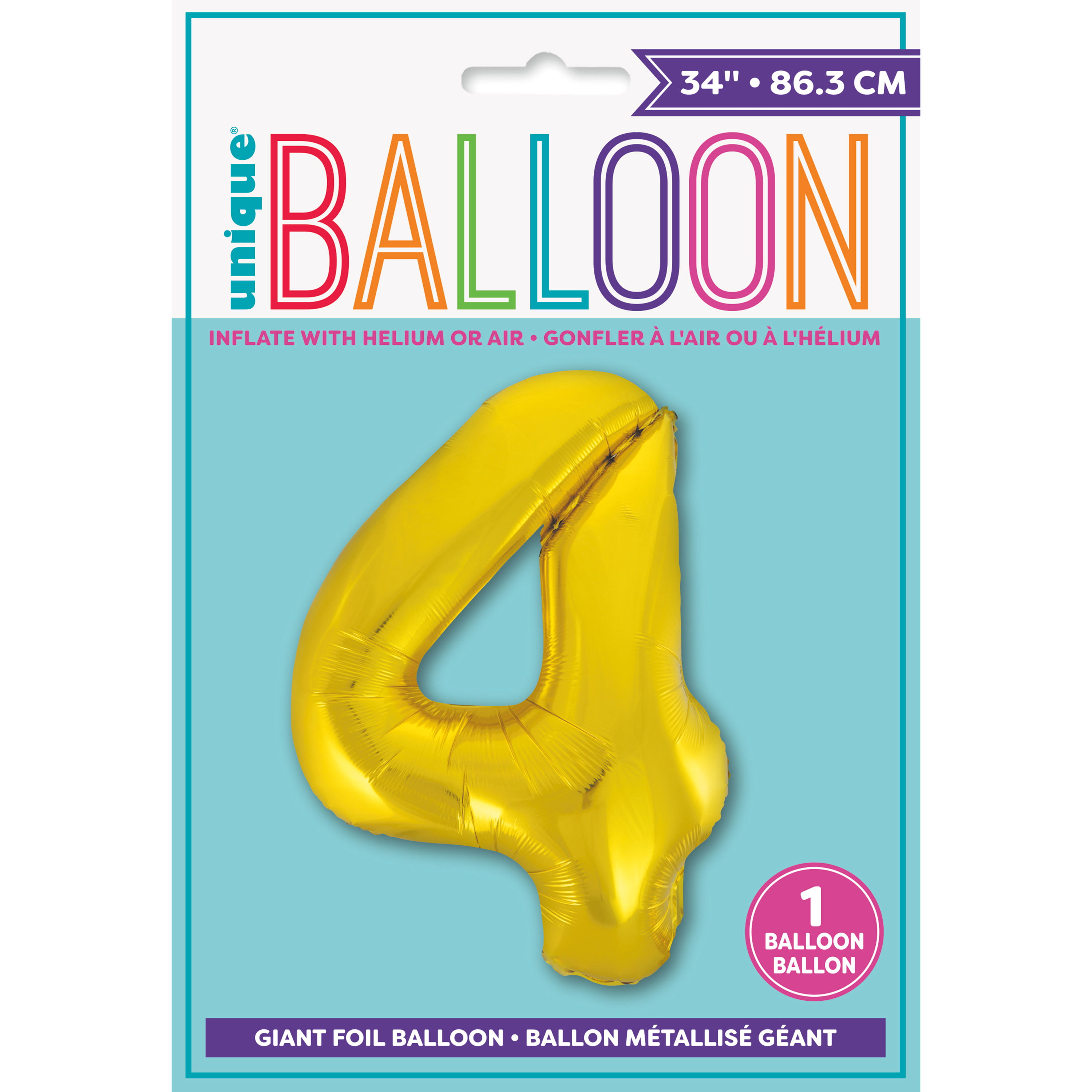 34 Gold Number 4 Balloon