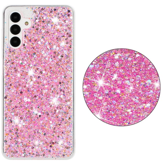 TECH CIRCLE for Samsung Galaxy A15 Soft TPU Glitter Bling Case Luxury Silicone Cute Bling Shiny Sparkle Thin Slim Shockproof Anti-Scratch Protective Cover for Women Girls,Pink