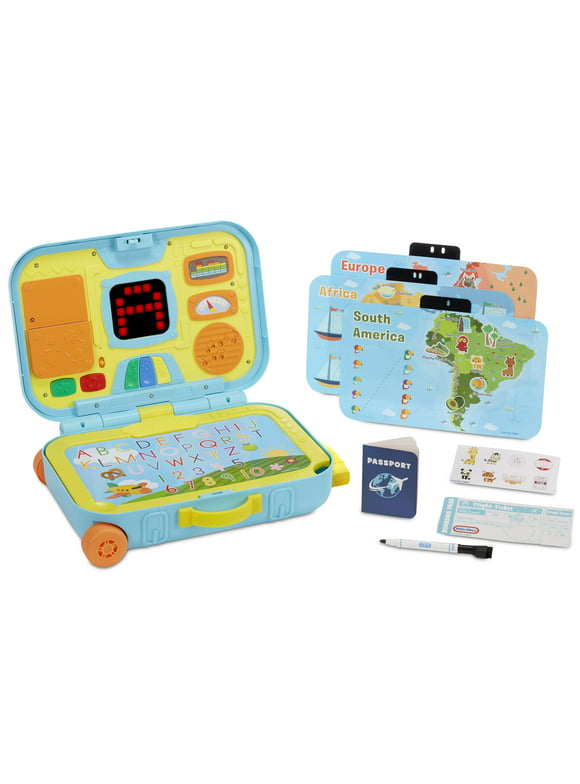 Little Tikes Learning Activity Suitcase Roll and Go Interactive LCD Screen with Music Songs Sounds Travel Phrases to Develop Letters Numbers Shapes and Roleplay for Children Kids Boys Girls Ages 3+