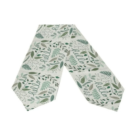 

POPCreation Vintage Floral Leaves Table Runner 13x90 Inch Quote Hello Table Cloth Runner for Kitchen Wedding Party Decoration