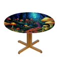 Autua Mushroom Theme Round Tablecloth 100 Polyester StainResistant