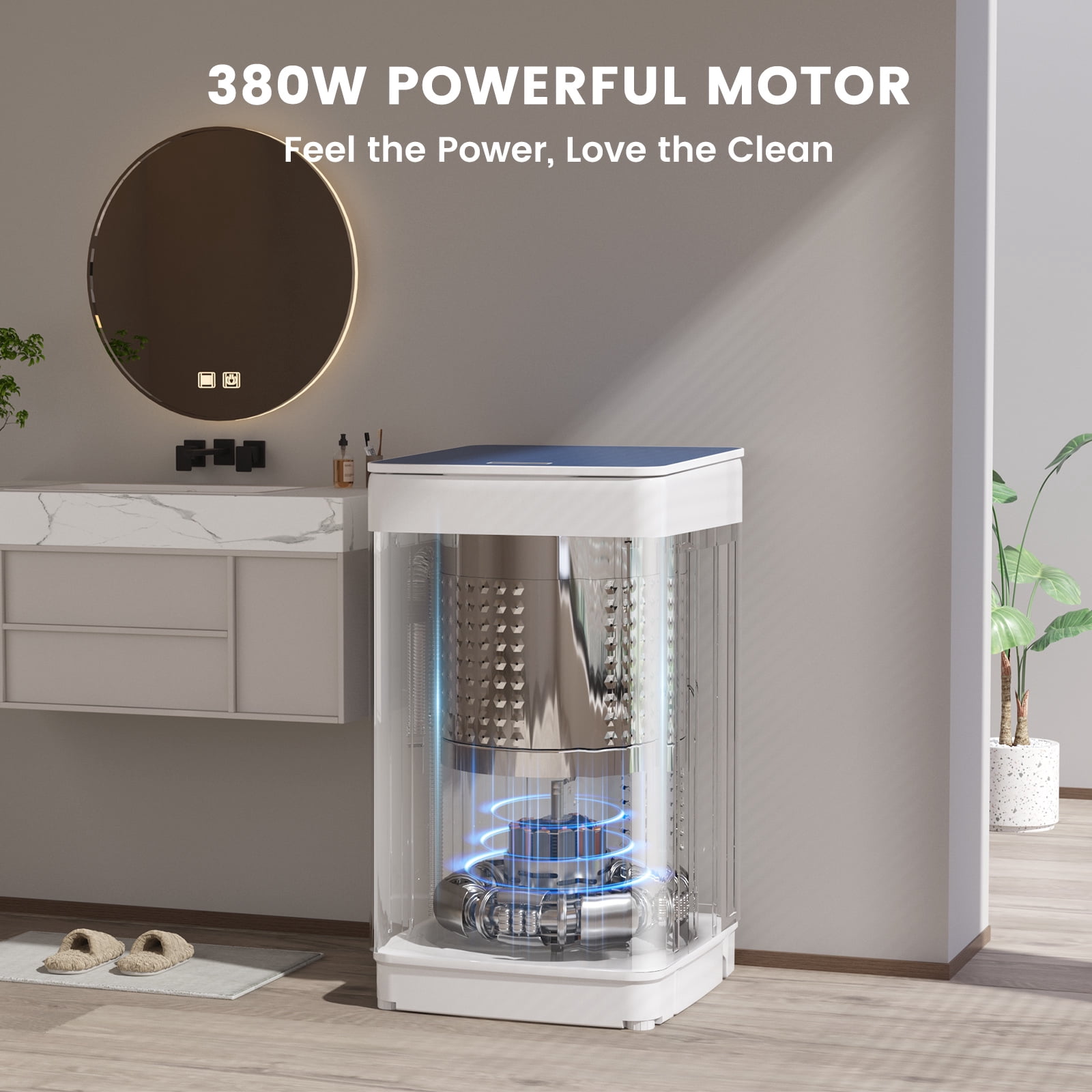 Zynkez 18Lbs Portable Full Automatic Washing Machine, Washer and Spin Dryer Combo with LED Display, Compact Laundry Washer Machine with 7 Wash Programs, Built-in Drain Pump