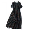 thumbnail image 2 of Robes pour Femmes 2024 Robe d'Été pour Femmes en Coton et Lin à Imprimé, Ample, Grande Taille, à Manches Courtes, Col Ras du Cou, en Liquidation, 2 of 5
