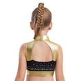 thumbnail image 4 of inlzdz Kids Girls Mock Neck Metallic Shiny Rhinestone Ballet Dance Crop Tank Top Workout Yoga Gold 12, 4 of 7