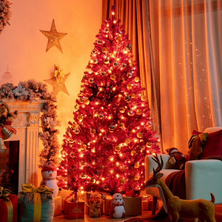 6ft Pre-lit Purple Halloween Christmas Tree W/ Orange Lights