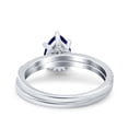 thumbnail image 3 of Two Piece Art Deco Pear Cut Bridal Set Ring Band Blue Sapphire CZ 925 Sterling Silver Size 5, 3 of 6