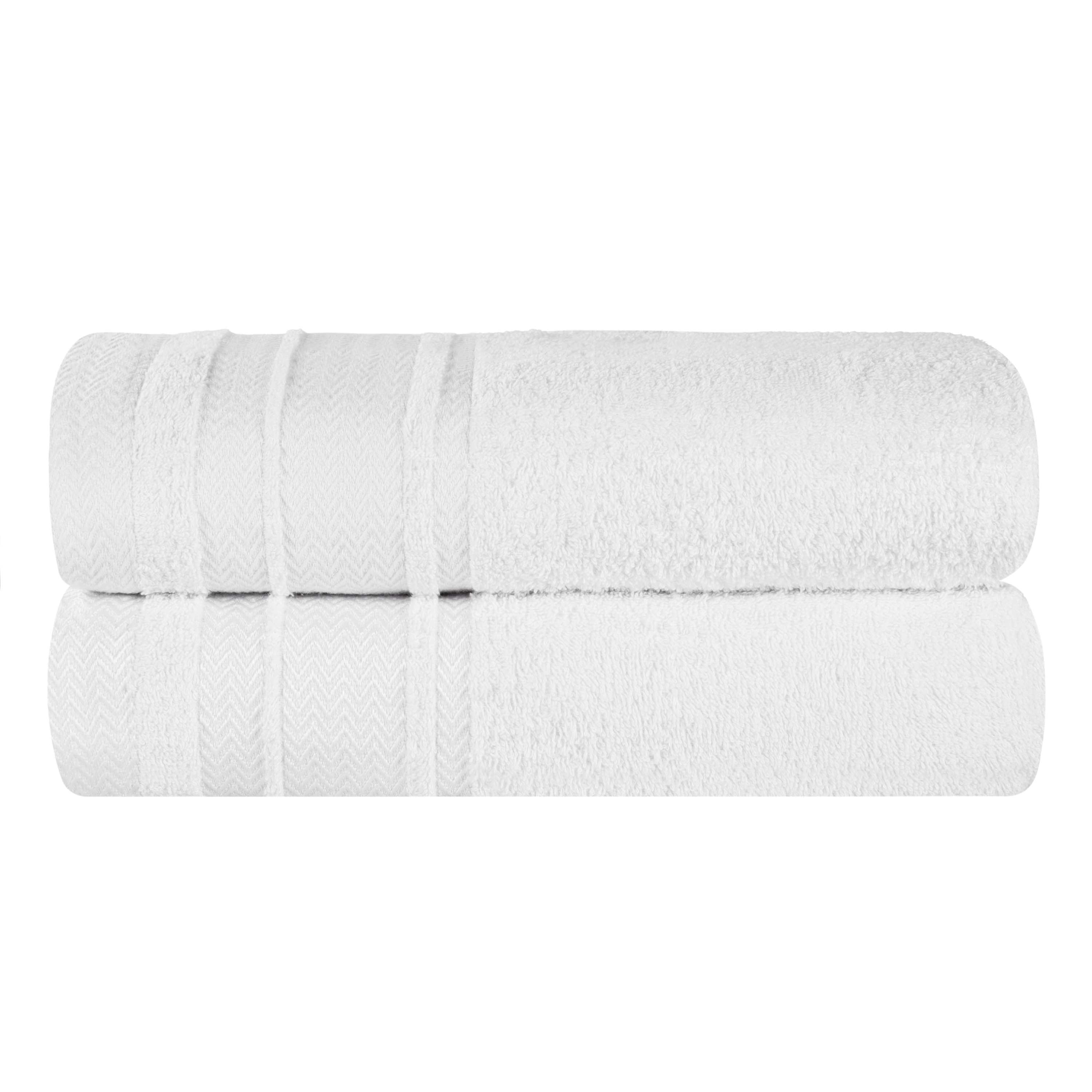 Superior Hays 2 Piece Cotton Plush Bath Towel , Ultra Soft Absobent Towels, White