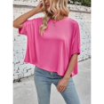 thumbnail image 6 of LEKODE Women's Shirts Casual Loose Dressy Casual Tops Bell Sleeve Tops for Women Peasant Blouses Plus Size Tops Muslin Tops for Women Loose Tops for Women Hot Pink XL, 6 of 9