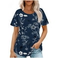 thumbnail image 1 of Hauts d'Été à Manches Courtes Femme Mode 2024 Blouses Plissées Chic Décontractées Col Rond T-Shirts de Couleur Unie (Petit, Bleu 18), 1 of 6