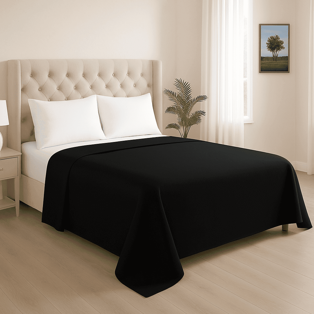 Elegant Comfort 1500 Thread Count Flat Sheet, King Size, Black