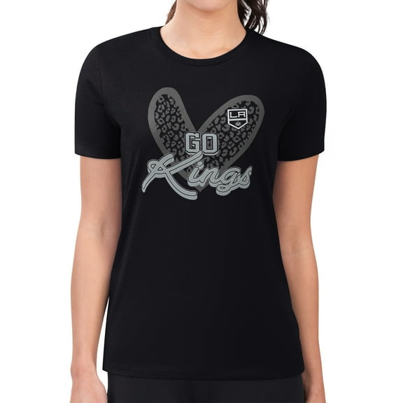 Women's G-III 4Her by Carl Banks  Black Los Angeles Kings Super-Slim Fit Lightweight Animal Print Heart T-Shirt