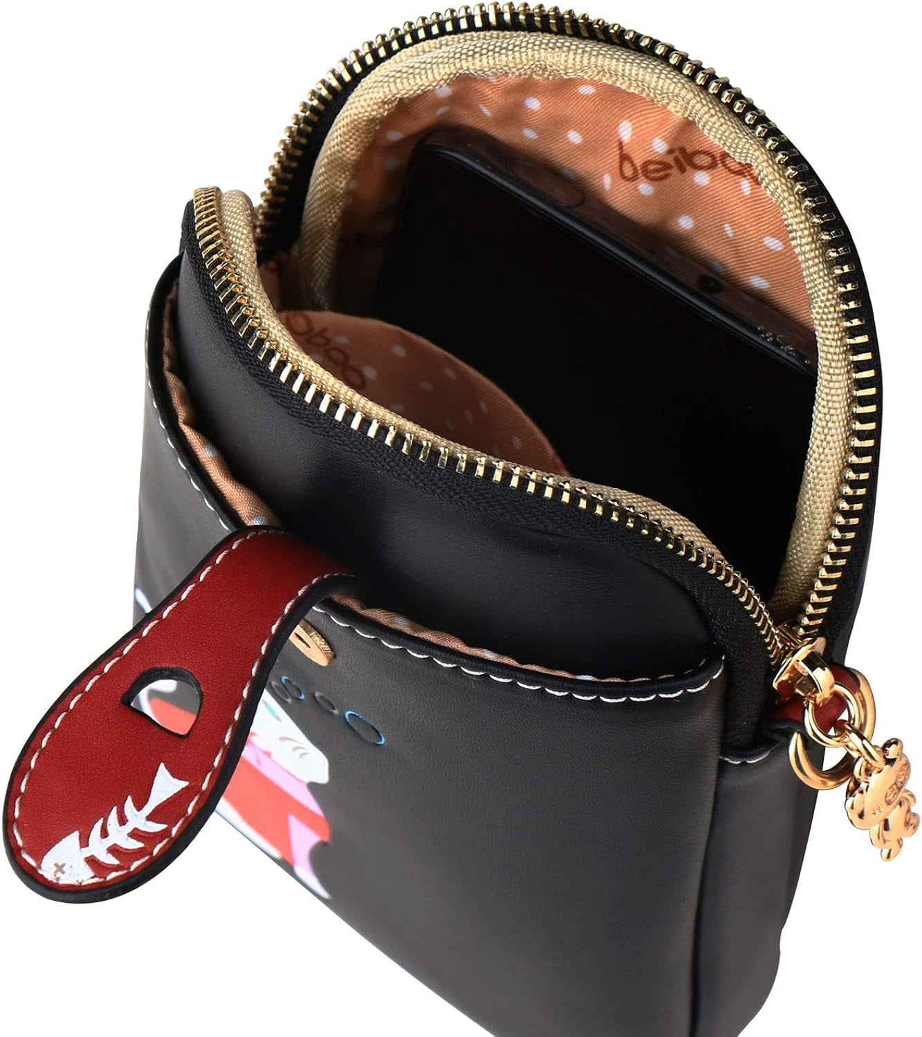 Small Crossbody Phone Bag for Women Leather Cute Cat Cellphone Purse Shoulder Bags PU Wallet