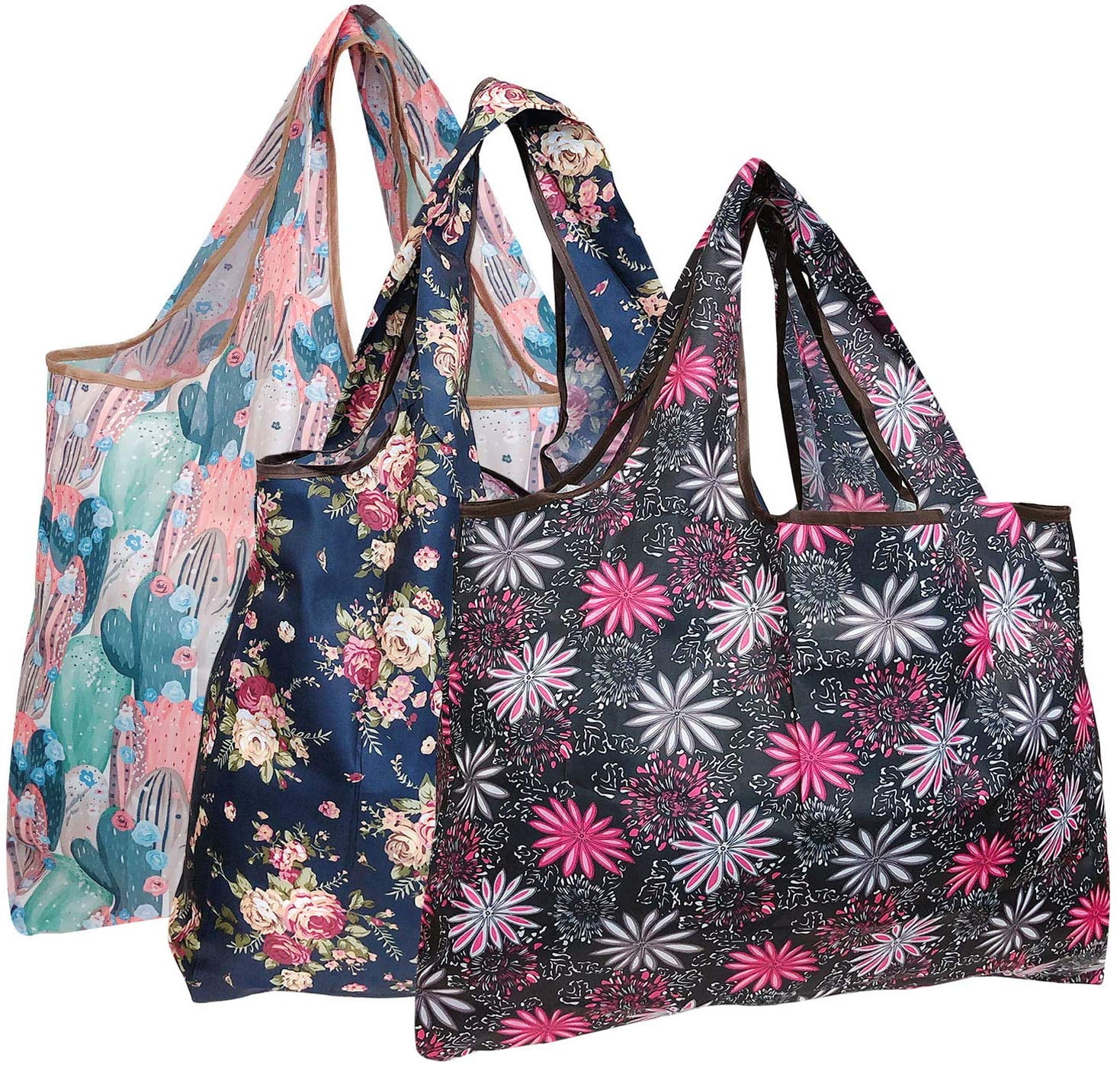 Wrapables Large Foldable Tote Nylon Reusable Grocery Bag, 3 Pack ...