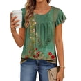 thumbnail image 2 of Fantaslook Womens Blouses Dressy Casual Pleated Tunic Tops Floral Ruffle Sleeve Summer Shirts, 2 of 8