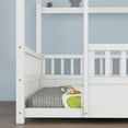 thumbnail image 7 of Full Size Montessori Floor Bed with 20" High Safety Fence & Detachable Roof for Boys & Girls, White, Durable Wooden Design for Independent Sleep & Creative Play, 7 of 7