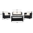 thumbnail image 6 of SAFAVIEH Vellor Outdoor Patio 4 Piece Conversation Set, Black/White, 6 of 8
