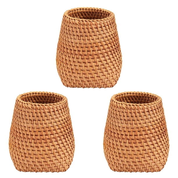 3X Palillos de Ratán Tubo Pala Cucharas Cubo Cuchillos para La Cena Tenedores Vajilla Caja de Almacenamiento Cestas de Almacenamiento En El Hogar Organizador C