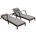 thumbnail image 1 of Outsunny Chaise Longue de Patio en Osier, 2 Pcs, Dossier Réglable à 5 Positions, Gris, 1 of 10