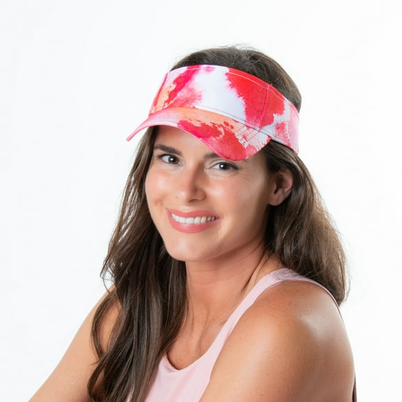 Elsie & Zoey Adjustable Coral Tie Dye Sun Visor for Women and Men