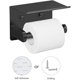 thumbnail image 2 of Soporte de papel higiénico autoadhesivo con estante para teléfono Rollo montado en la pared de acero inoxidable - Papel higiénico a prueba de herrumbre y baño Negro, 2 of 5