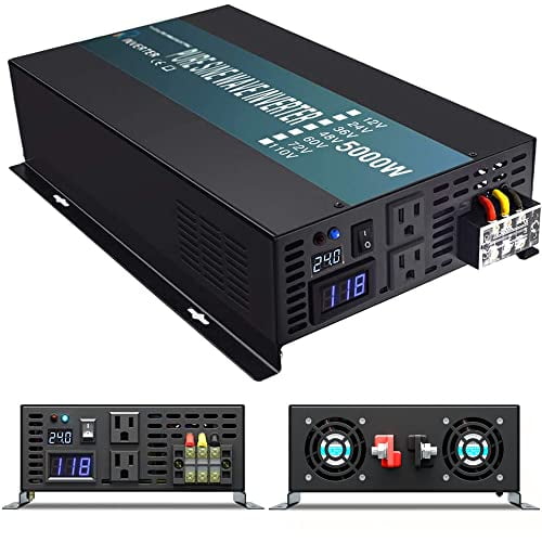 WZRELB Pure Sine Wave 5000W 24V Power Inverter DC to AC Power - Solar, RV